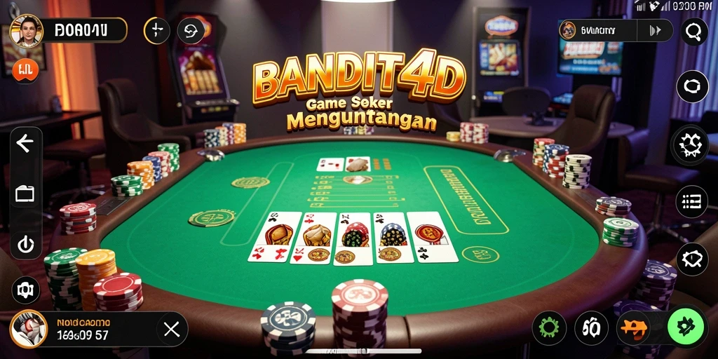 Tampilan gameplay BANDIT4D dengan suasana poker yang menegangkan.