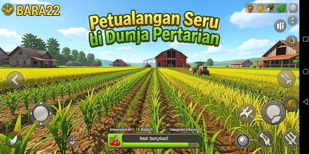 Screenshot utama BARA22 menampilkan gameplay seru bertani.