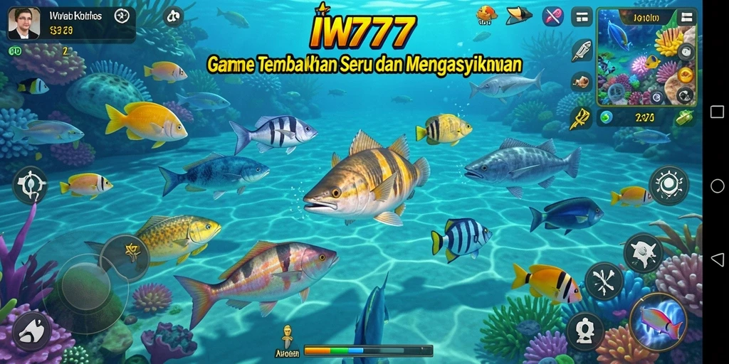 Tampilan menarik dari gameplay IW777 yang penuh aksi Tembak Ikan.