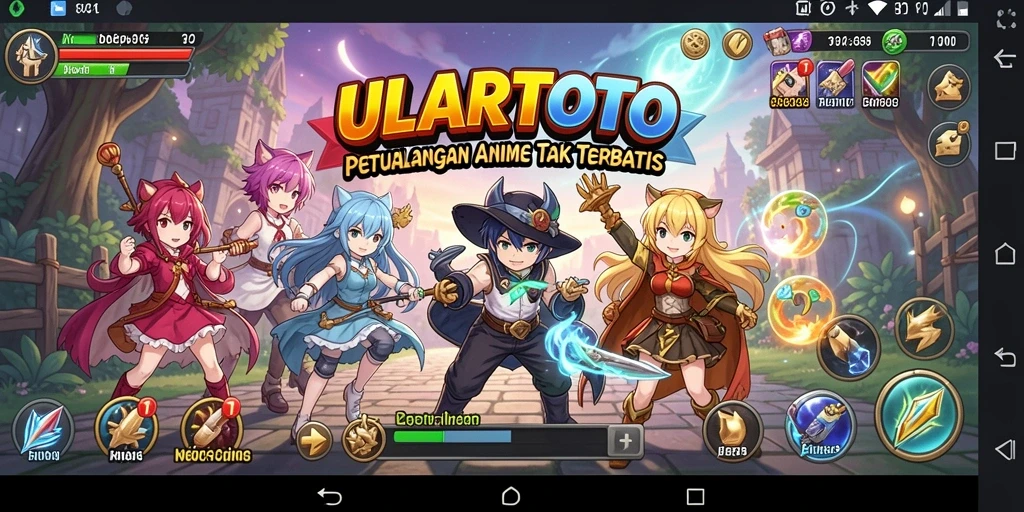 Tampilan gameplay ULARTOTO dengan karakter anime yang dinamis.